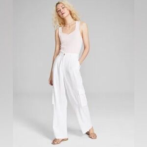 NWT White Linen Cargo Pants Size Medium